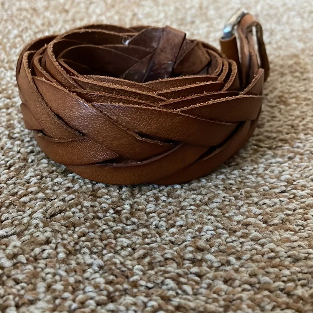 Carmel brown woven leather belt 42”